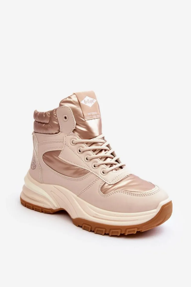 Damskie Botki Trapery Na Grubej Podeszwie Lee Cooper LCJ-23-44-1972L Beżowe