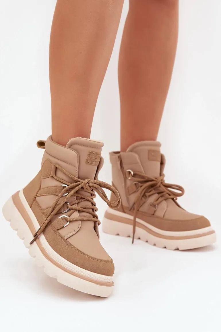 Damskie Botki Trapery Na Platformie Camel Liorae