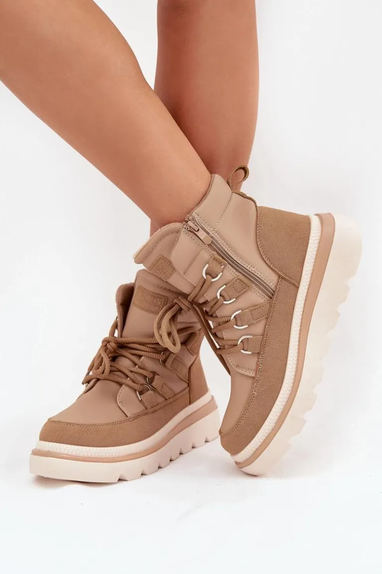 Damskie Botki Trapery Na Platformie Camel Liorae