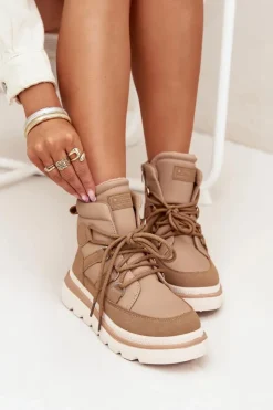 Damskie Botki Trapery Na Platformie Camel Liorae