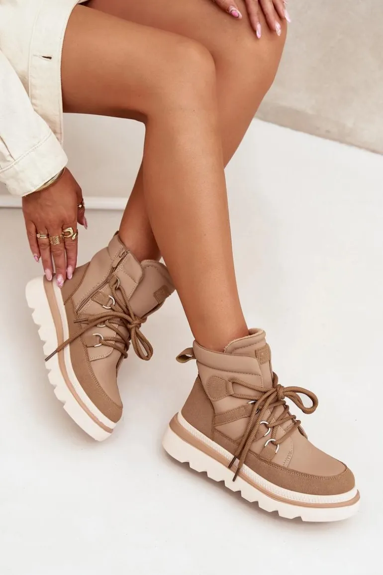 Damskie Botki Trapery Na Platformie Camel Liorae