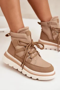 Damskie Botki Trapery Na Platformie Camel Liorae