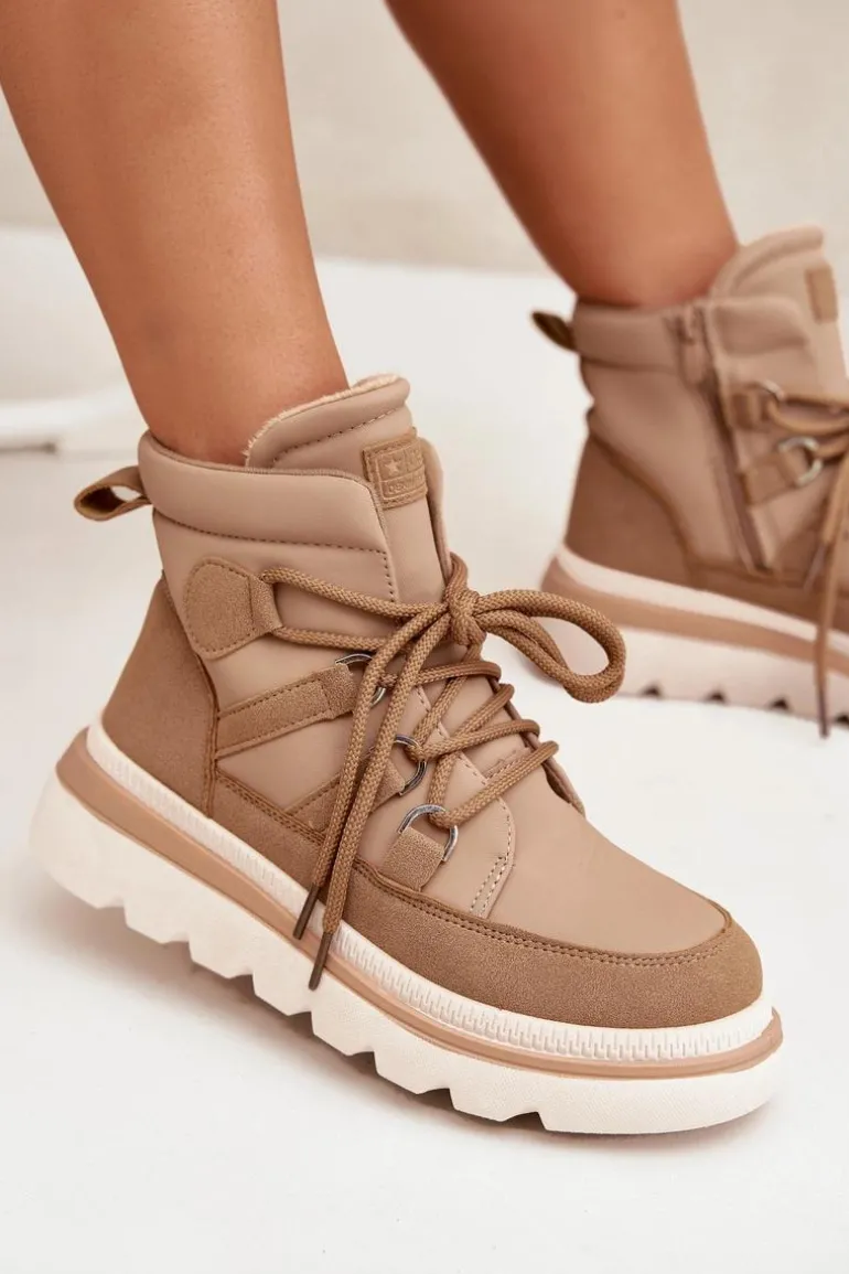 Damskie Botki Trapery Na Platformie Camel Liorae