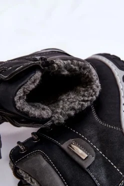 Damskie Botki Trapery Ocieplane Na Suwak Czarne Jake