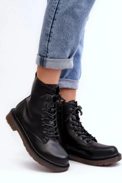 Damskie Botki Trapery Z Suwakiem Czarne Mibrasa