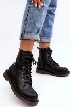 Damskie Botki Trapery Z Suwakiem Czarne Mibrasa