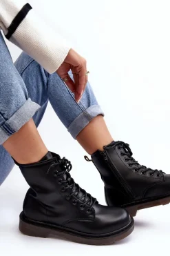 Damskie Botki Trapery Z Suwakiem Czarne Mibrasa