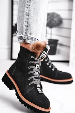 Damskie Botki Trapery Zamszowe Big Star Szare GG274903