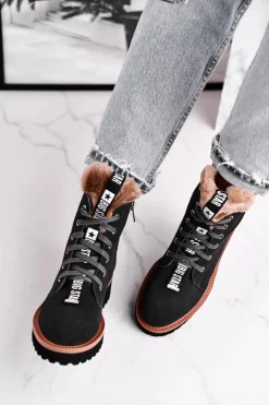 Damskie Botki Trapery Zamszowe Big Star Szare GG274903