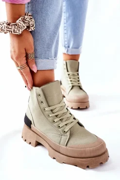 Damskie Botki Trapery Zielone Any One