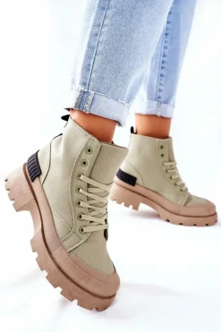 Damskie Botki Trapery Zielone Any One