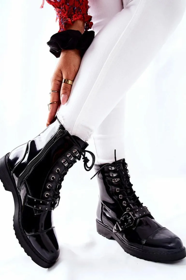 Damskie Botki Trzewiki Cross Jeans Czarne GG2R4022