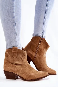 Damskie Botki W Szpic Lewski Shoes 3236 Beżowe