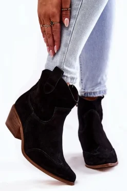 Damskie Botki W Szpic Lewski Shoes 3236 Czarne