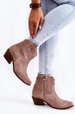 Damskie Botki W Szpic Lewski Shoes 3236 Cappucino