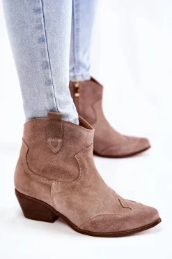 Damskie Botki W Szpic Lewski Shoes 3236 Cappucino