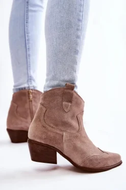 Damskie Botki W Szpic Lewski Shoes 3236 Cappucino