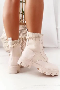 Damskie Botki Workery Beżowe My Need