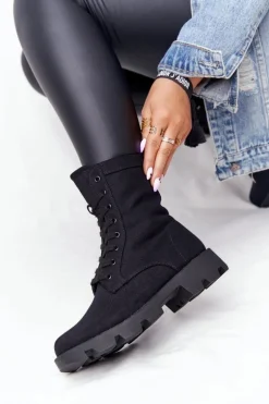 Damskie Botki Workery Czarne Haley