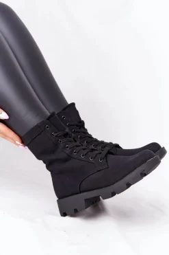 Damskie Botki Workery Czarne Haley