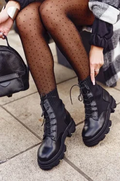 Damskie Botki Workery Czarne Megan