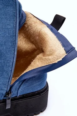 Damskie Botki Workery Niebieskie Teflorna