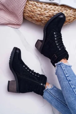 Damskie Botki Workery Sergio Leone Czarne BT705