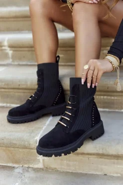 Damskie Botki Workery Wsuwane Czarne Maxine