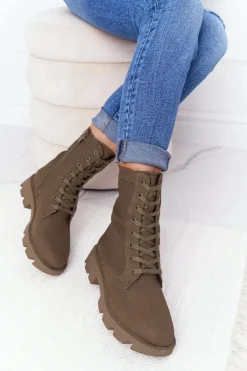 Damskie Botki Workery Zielone Haley
