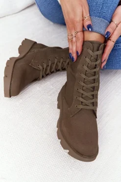 Damskie Botki Workery Zielone Haley