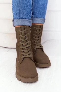 Damskie Botki Workery Zielone Haley