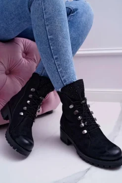 Damskie Botki Wysokie Czarne Barski 18-52