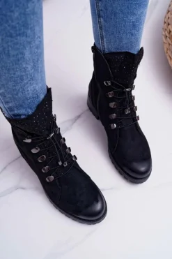 Damskie Botki Wysokie Czarne Barski 18-52