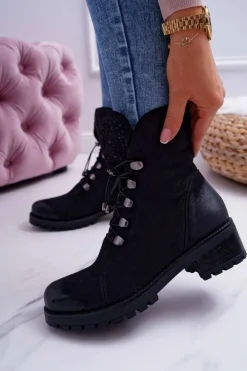 Damskie Botki Wysokie Czarne Barski 18-52