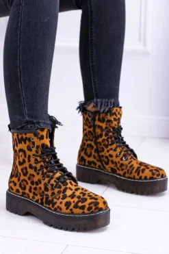 Damskie Botki Wysokie Trapery W Panterkę Grande