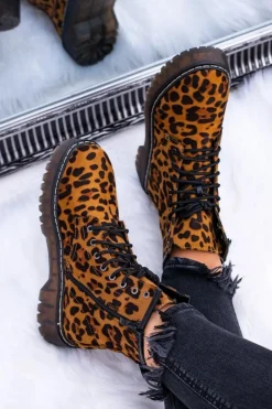 Damskie Botki Wysokie Trapery W Panterkę Grande