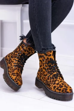 Damskie Botki Wysokie Trapery W Panterkę Grande