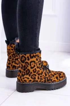 Damskie Botki Wysokie Trapery W Panterkę Grande