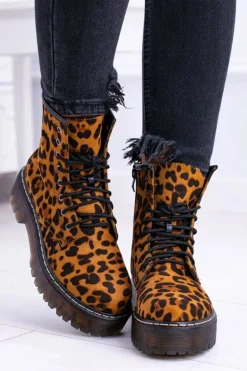 Damskie Botki Wysokie Trapery W Panterkę Grande