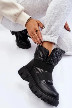 Damskie Botki Z Ociepleniem Czarne Feritos