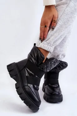 Damskie Botki Z Ociepleniem Czarne Feritos