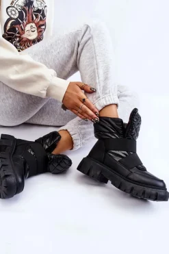 Damskie Botki Z Ociepleniem Czarne Feritos