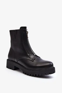 Damskie Botki Z Suwakiem Czarne Tisaia