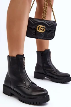 Damskie Botki Z Suwakiem Czarne Tisaia