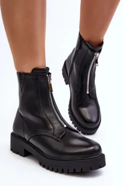 Damskie Botki Z Suwakiem Czarne Tisaia