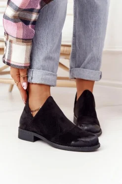 Damskie Botki Z Wycięciami Czarne Hillary