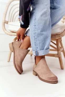 Damskie Botki Z Wycięciami Beżowe Hillary