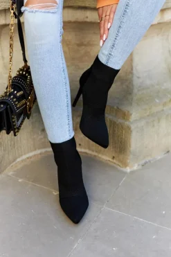 Damskie Botki Ze Skarpetą Na Szpilce Czarne Last Night