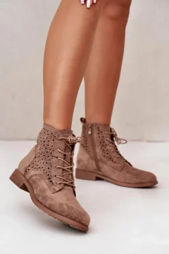 Damskie Botki Ze Wzorem Brązowe S.Barski HY66-136