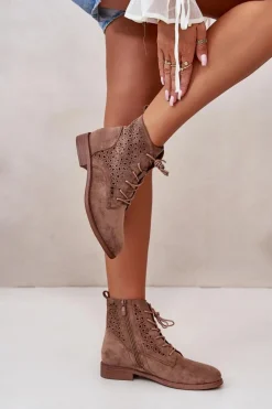 Damskie Botki Ze Wzorem Brązowe S.Barski HY66-136